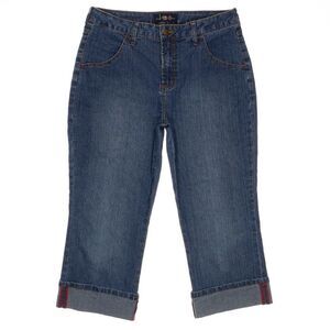 Lei Crop Capri Jeans Size 16 1/2 Girls Cuffed Blue Denim Measures 31 x 21.5